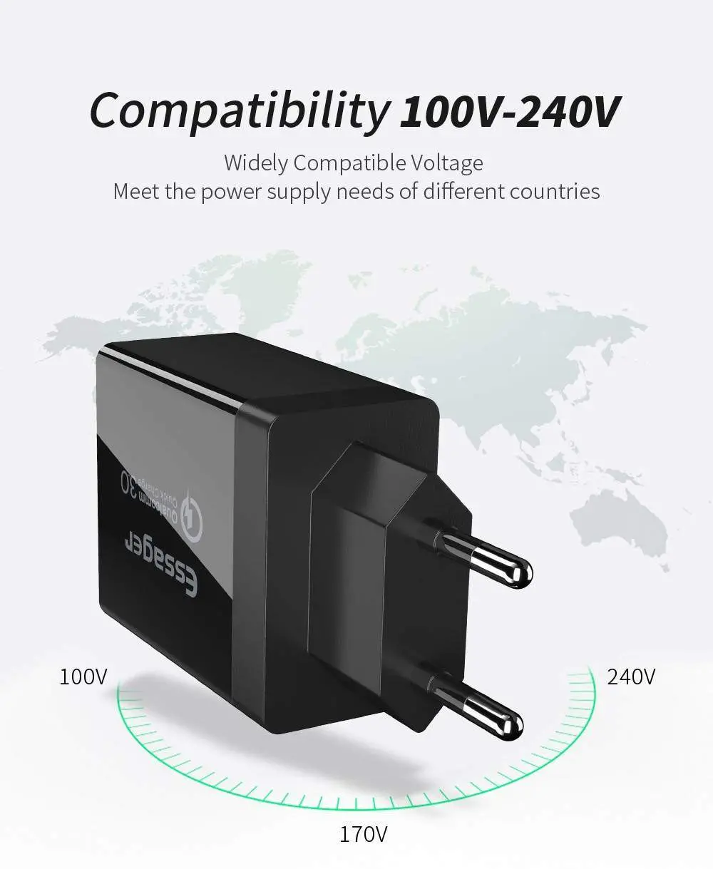 Essager Hızlı Şarj Aleti Usb Qualcomm 3.0 Turbo Hızlı Şarj Essager Hızlı Şarj Aleti Usb Qualcomm 3.0 Turbo Hızlı Şarj