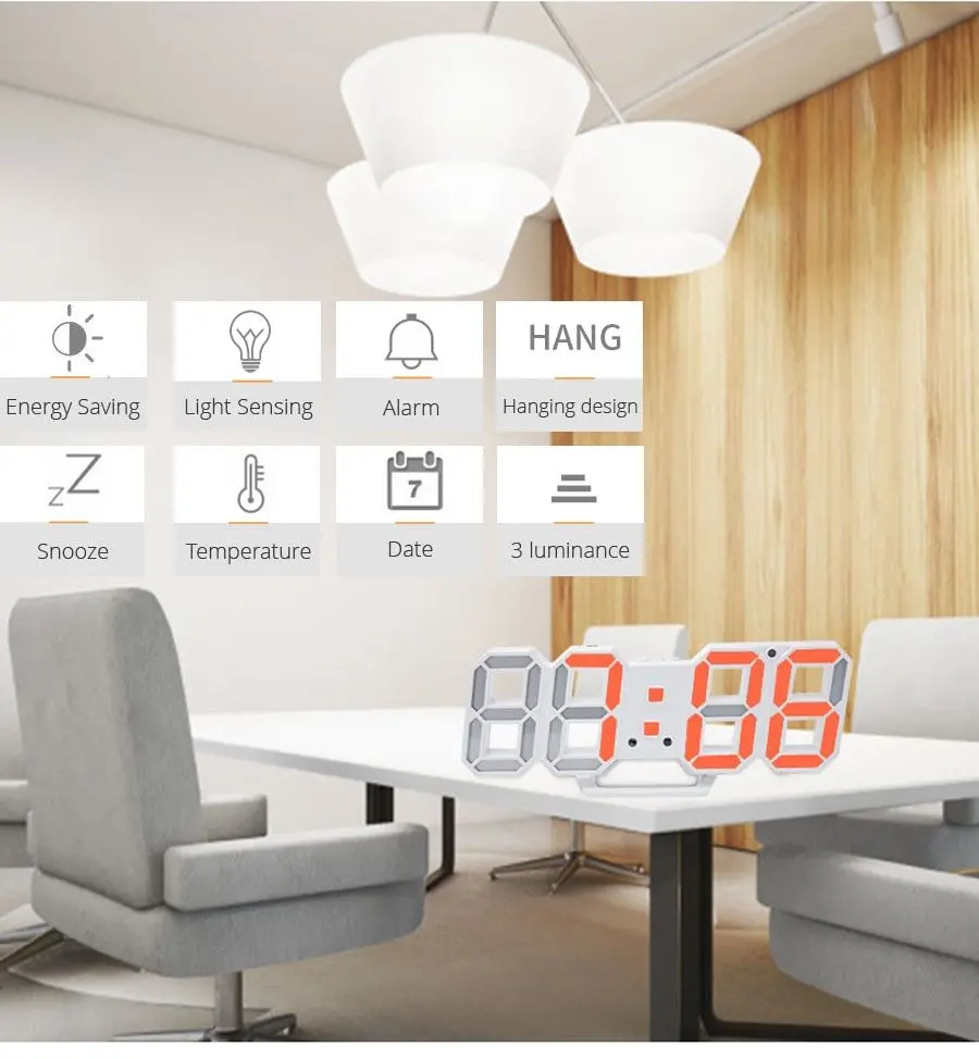 Li̇&Amp;Tai̇ 3D Led Duvar Saati Modern Tasarım Dijital Masa Saati Li̇&Amp;Tai̇ 3D Led Duvar Saati Modern Tasarım Dijital Masa Saati