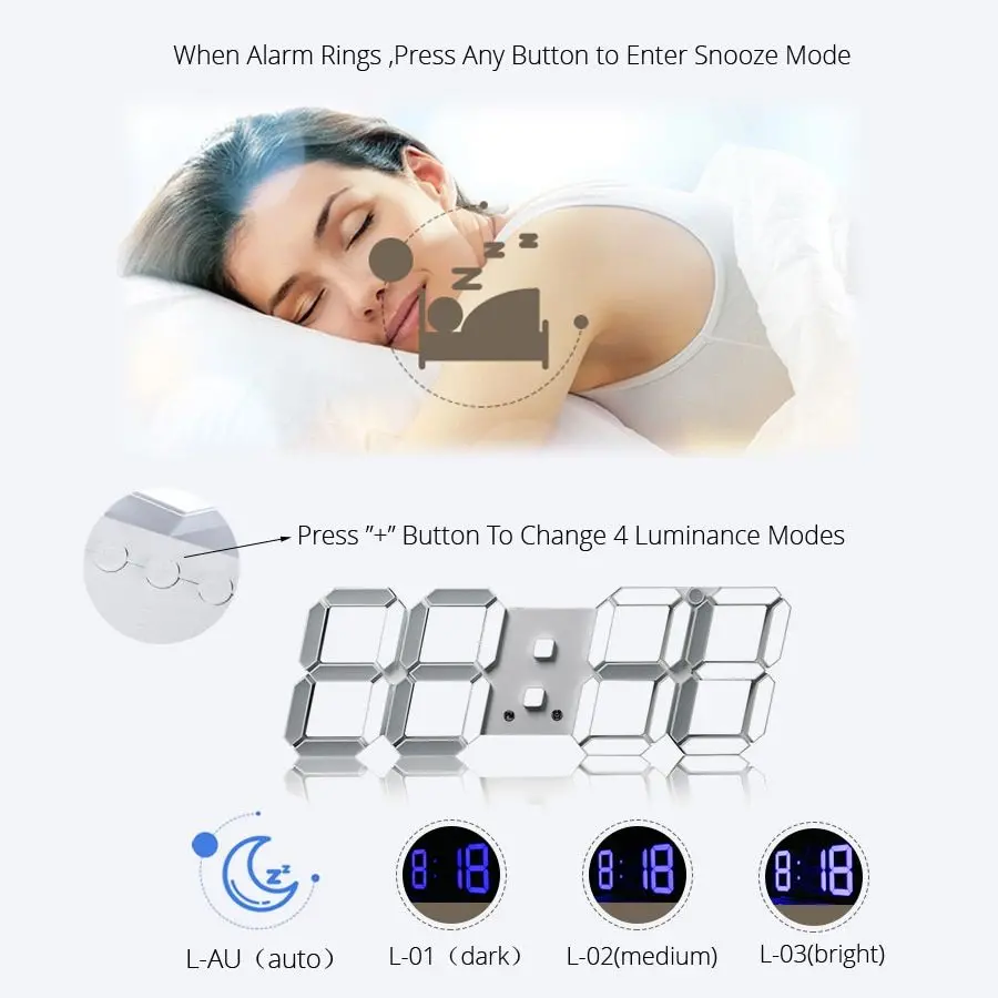 Li̇&Amp;Tai̇ 3D Led Duvar Saati Modern Tasarım Dijital Masa Saati Li̇&Amp;Tai̇ 3D Led Duvar Saati Modern Tasarım Dijital Masa Saati