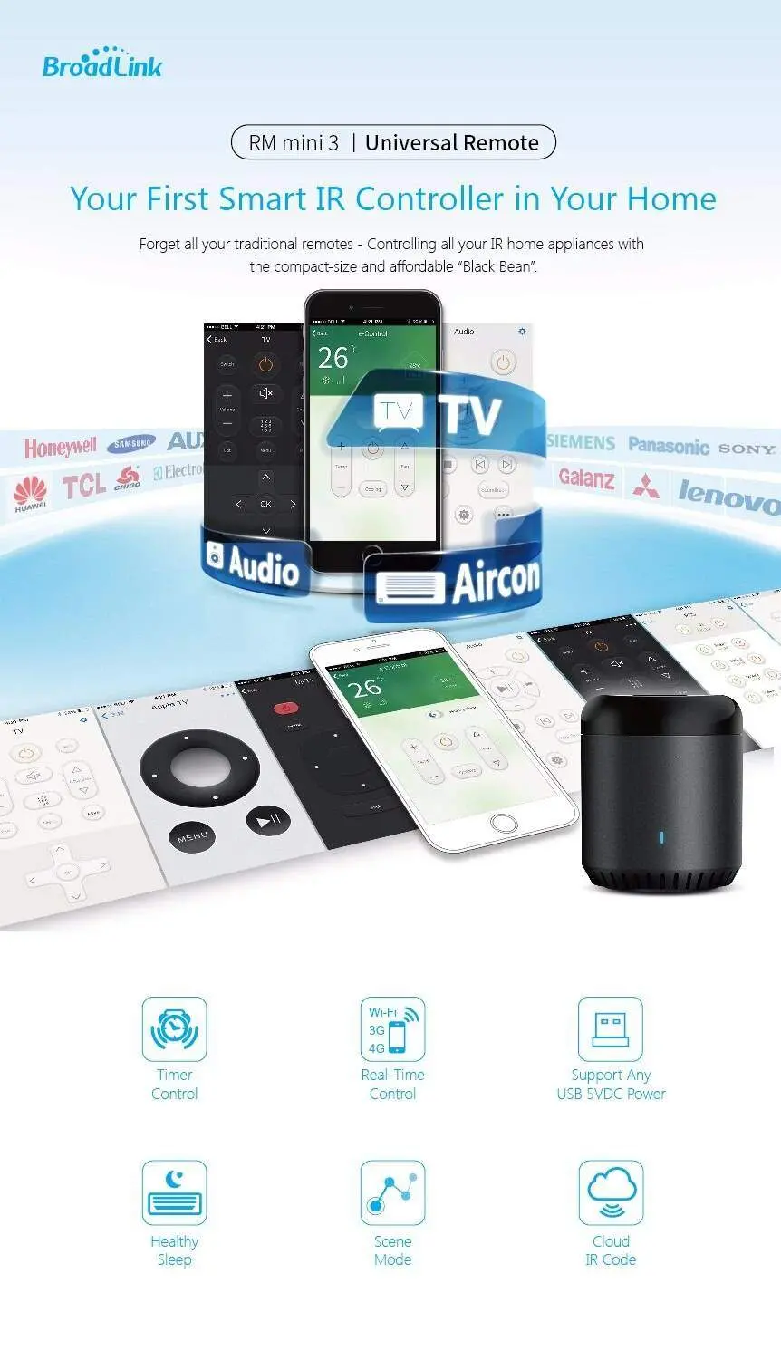 Broadlink Akıllı Ev Otomasyon Cihazı Yeni Rm Pro + Rm33 Broadlink Akıllı Ev Otomasyon Cihazı Yeni Rm Pro + Rm33