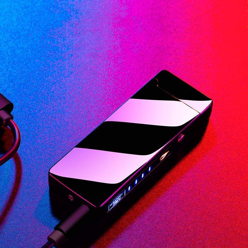 Çift Ark Elektrikli Çakmak Usb Şarj Edilebilir Plazma Çakmak Sigara Rüzgar Geçirmez Alevsiz Çakmak