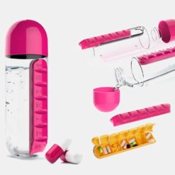 600Ml Water Bottle With Pillbox Plastic Drink Bottle With Medicine Pills Box Travel 7 Days Drug Organizer Drinking Container Home Hacks Home Audio &Amp; Video 