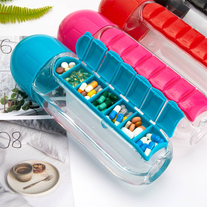Pill Case and Pills Bottle Organizer - Weekly and Daily Medicine