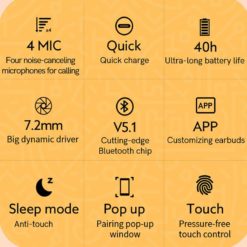 Qcy T13 Bluetooth Earphones 10 &Bull; Teknotiq Qcy T13 Bluetooth Headphone V5.1 Wireless Tws Earphone Touch Control Earbuds 4 Microphones Enc Hd Call Headset Customizing App Earphones &Amp; Headphones Portable Audio &Amp; Video All Products