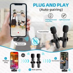 Wireless Lavalier Microphone Portable Audio Video Recording Mini Mic for iPhone Android Live Broadcast Gaming Phone Microfonoe Social Media Supplies All Products Camera & Photo 