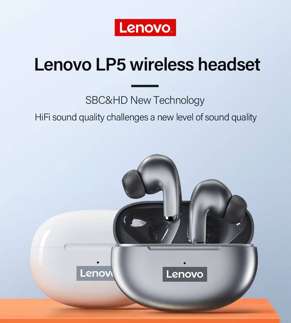 100 Original Lenovo LP5 Wireless Bluetooth Earbuds Teknotiq