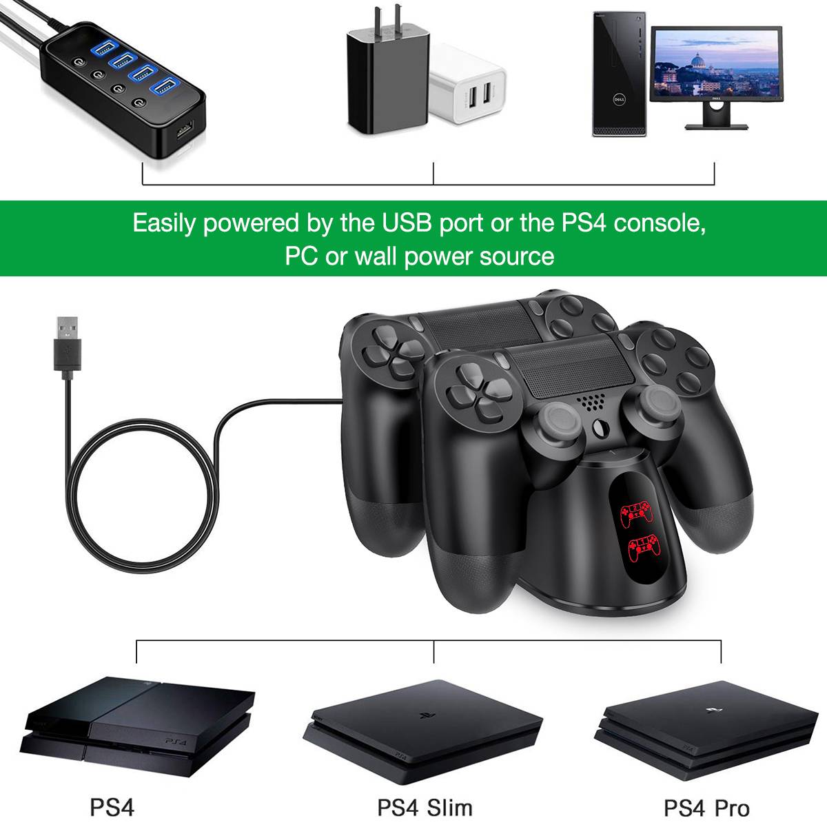 Beboncool Controller Charger Dualsense Dock For Ps4 Charging Station For Dualshock 4/Playstation 4/Ps4/ Pro /Ps4 Slim Controller Beboncool Controller Charger Dualsense Dock For Ps4 Charging Station For Dualshock 4/Playstation 4/Ps4/ Pro /Ps4 Slim Controller