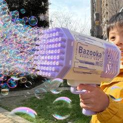Super Bazooka Bubble Gun Rocket 10 &Bull; Teknotiq Bubble Gun Rocket 69 Holes Soap Bubbles Machine Gun Shape Automatic Blower With Light Toys For Kids Pomperos Children‘s Day Gift Toys Gaming Equipment