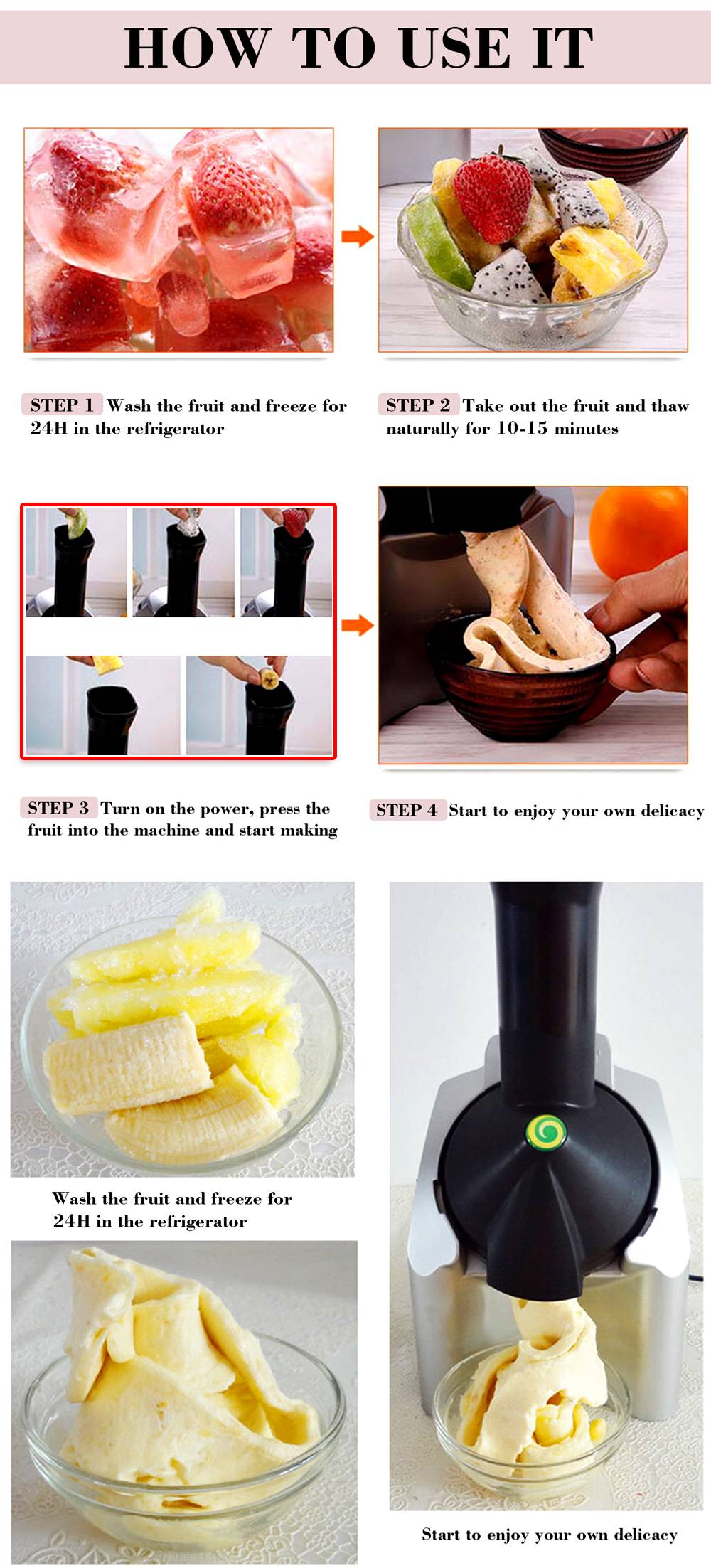 Household Automatic Fruit Ice Cream Machine For Children Milkshake Maker Frozen Dessert Maker Ice Cream Tool For Ice Machine Household Automatic Fruit Ice Cream Machine For Children Milkshake Maker Frozen Dessert Maker Ice Cream Tool For Ice Machine