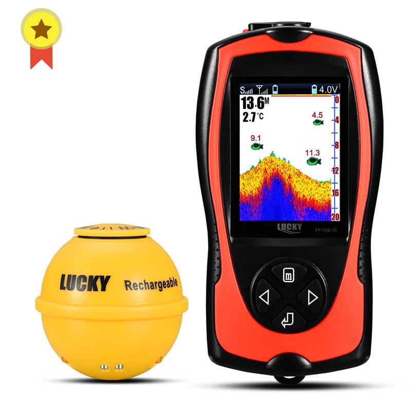 100m Transducer Depth 328ft Lucky 2-in-1 Rechargeable Fishfinder Depth Wireless 147ft 45m Waterproof Fish finder for Fisherman & Fishing Enthusiast 