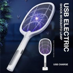USB Electric Shock Mosquito Lamp Mosquito Swatter Fly Swatter Portable Handheld Three-Layer Fly Swatter USB Charging Cable Smart Accessories Smart Electronics 