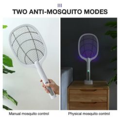 Usb Electric Shock Mosquito Lamp Mosquito Swatter Fly Swatter Portable Handheld Three-Layer Fly Swatter Usb Charging Cable Smart Accessories Smart Electronics 