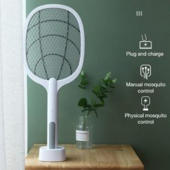 Usb Electric Shock Mosquito Lamp Mosquito Swatter Fly Swatter Portable Handheld Three-Layer Fly Swatter Usb Charging Cable Smart Accessories Smart Electronics 